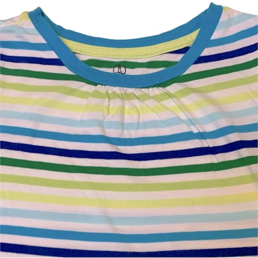 Lands End Girls Short Sleeve Cotton Striped Top Size Small (7/8)